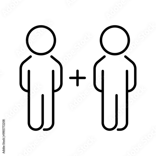 Gay couple icon. Lifestyle and same sex couple line symbol. Black and white.