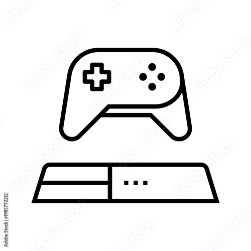 Game controller icon. Entertainment and gaming hardware line symbol. Black and white.