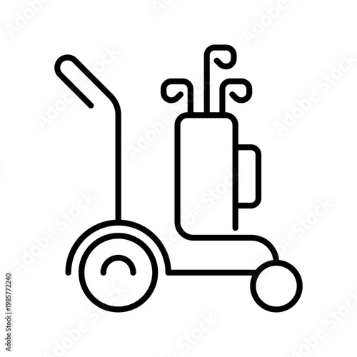 Golf cart icon. Sports and golf equipment line symbol. Black and white.