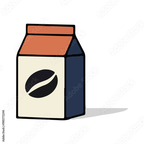 Hand drawn illustration of a coffee bean bag packaging icon