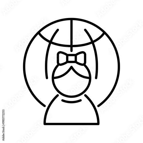 Girls day icon. Society and childrens day line symbol. Black and white.