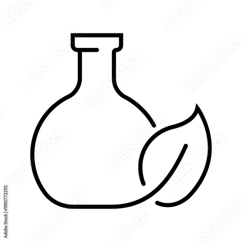 Green chemistry icon. Science and green chemistry line symbol. Black and white.