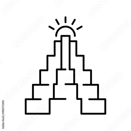 Hindu temple icon. Religion and hindu temple line symbol. Black and white.
