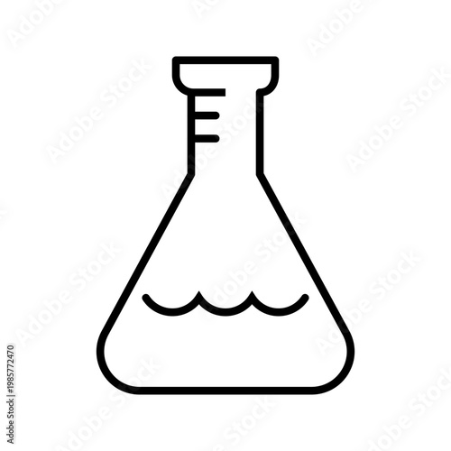 Laboratory flask icon. Science and laboratory equipment line symbol. Black and white.