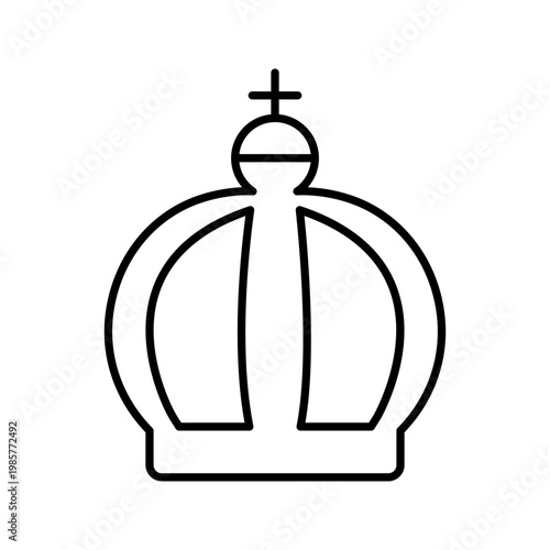 King crown icon. Culture and regalia line symbol. Black and white.