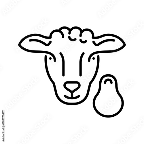 Lamb meat icon. Food and meat line symbol. Black and white.