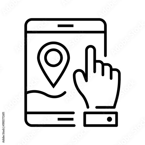 Navigation app icon. Travel and navigation line symbol. Black and white.