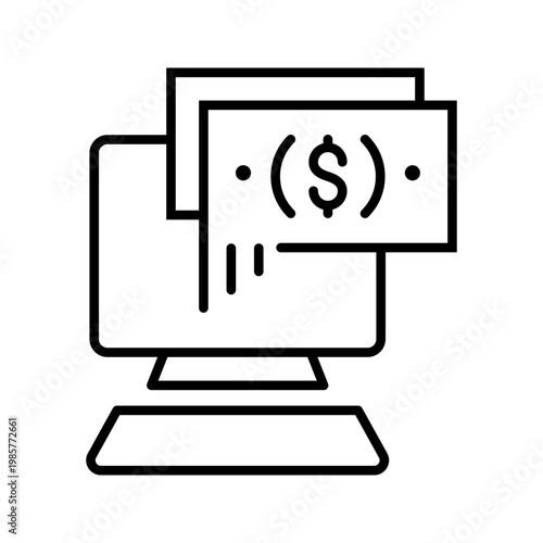 Online payment icon. Business and payments line symbol. Black and white.