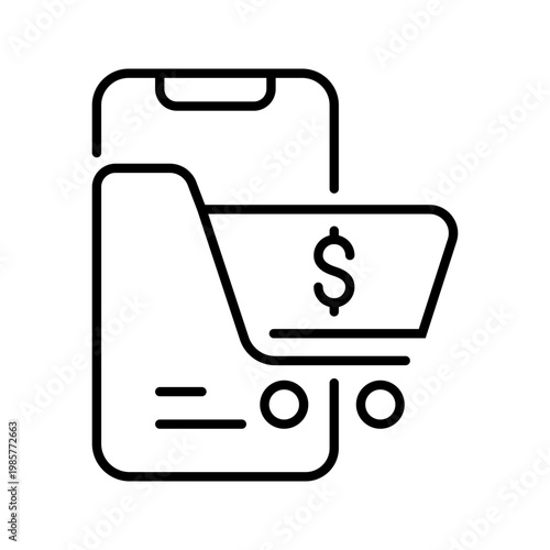 Online shopping icon. Business and ecommerce line symbol. Black and white.