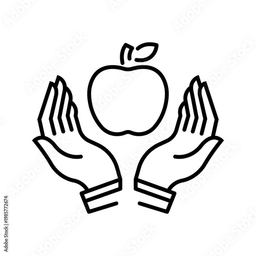 Organic product icon. Industry and organic food line symbol. Black and white.