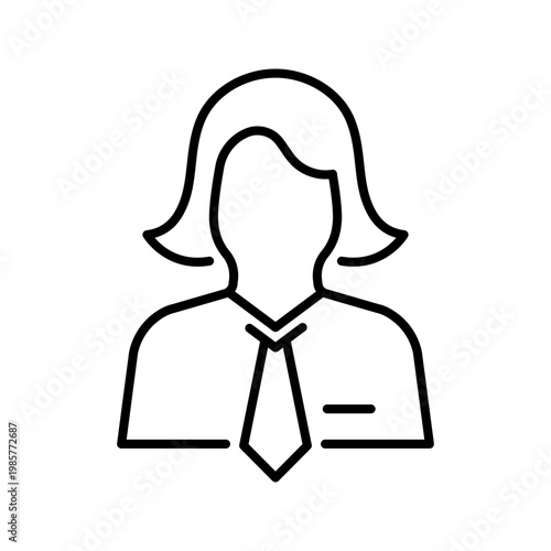 Office worker icon. Business and office staff line symbol. Black and white.