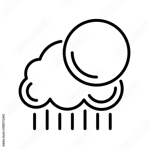 Overcast weather icon. Nature and clouds line symbol. Black and white.