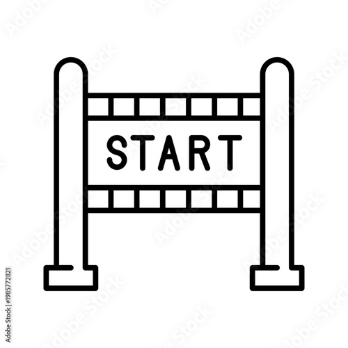 Race start icon. Sports and motorsport line symbol. Black and white.