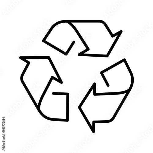 Recycling symbol icon. Environment and recycling line symbol. Black and white.