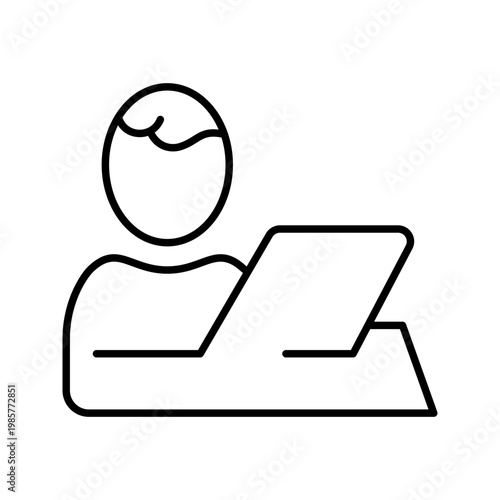 Remote work icon. Business and telecommuting line symbol. Black and white.