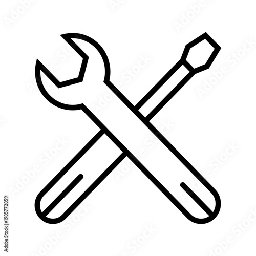 Repair tools icon. Industry and repair line symbol. Black and white.