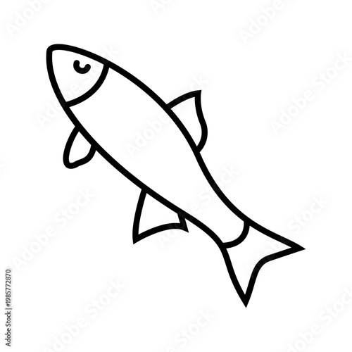 Roach fish icon. Animals and freshwater fish line symbol. Black and white.