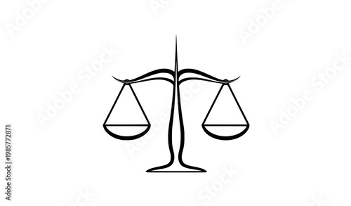Modern scales of justice vector logo design symbolizing equality on white background