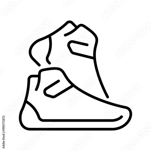 Running shoe icon. Fashion and footwear line symbol. Black and white.