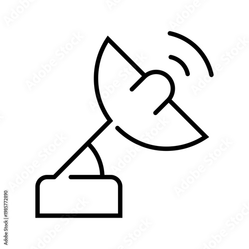 Satellite dish icon. Technology and satellite communications line symbol. Black and white.