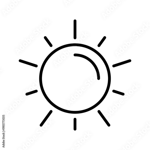 Sun symbol icon. Nature and weather line symbol. Black and white.