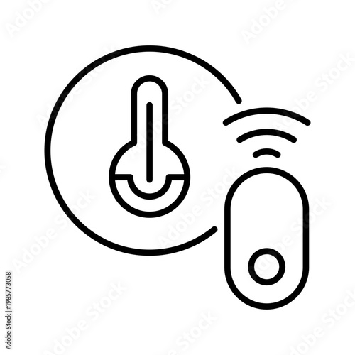 Temperature sensor icon. Technology and sensors line symbol. Black and white.