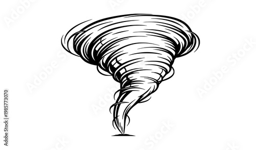 Tornado storm line art vector illustration isolated on white background