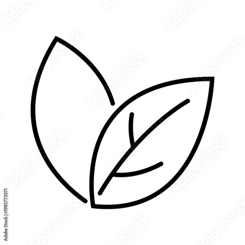 Tea leaf icon. Food and tea line symbol. Black and white.