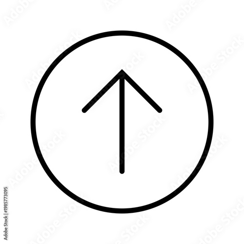 Up arrow icon. Technology and navigation line symbol. Black and white.