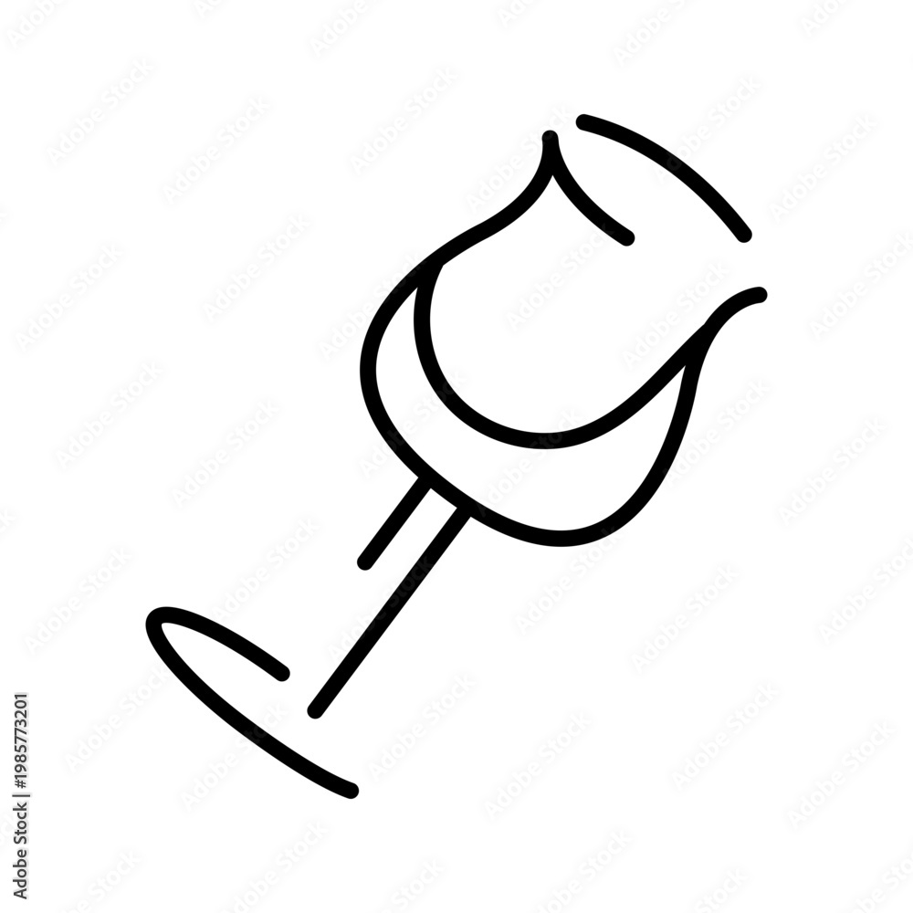 Naklejka premium Wine glass icon. Food and wine line symbol. Black and white.