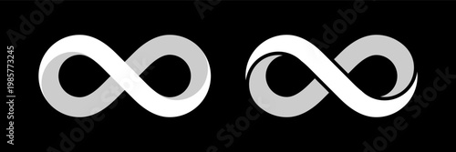 White colored infinity mobius strip sign. Vector