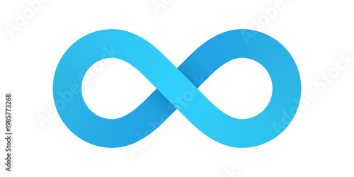 Light blue volume infinity symbol on white background. Vector