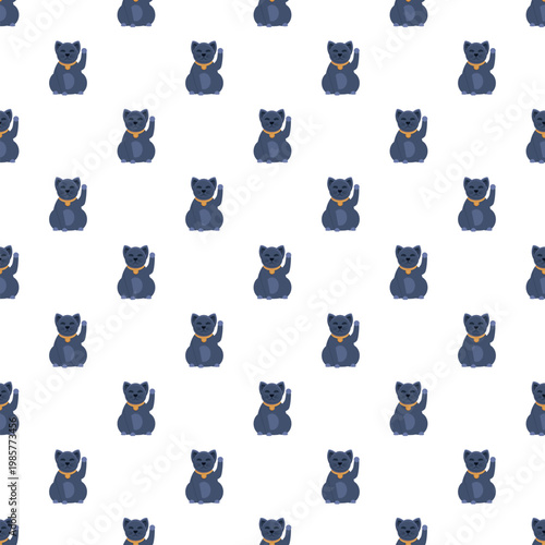 Japanese waving cat figurines creating a repeating design