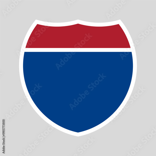 USA interstate empty road sign, blue red shield. Vector