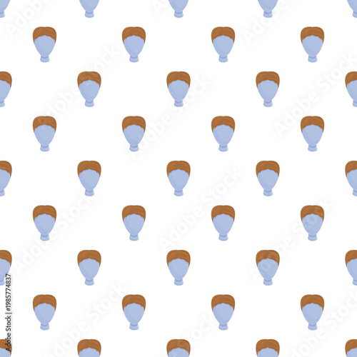 Mannequin heads displaying short brown wigs in a repeating tileable pattern