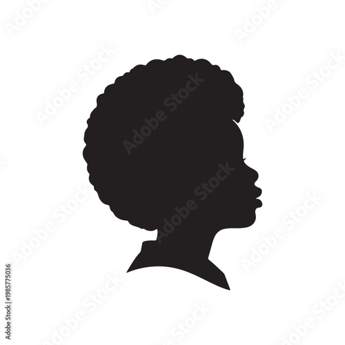 Afro boy silhouette icon vector flat design