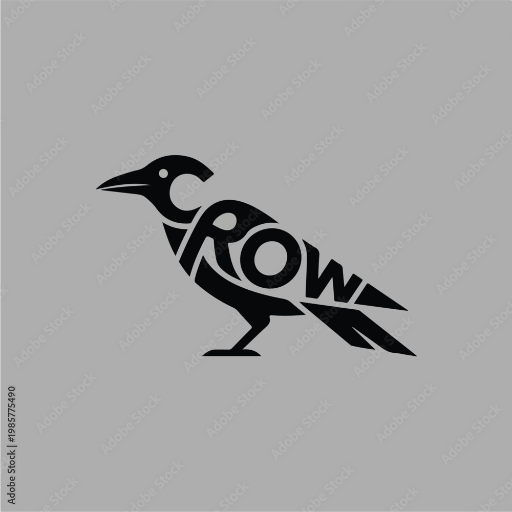 Naklejka premium Black Crow Silhouette Bird Design.