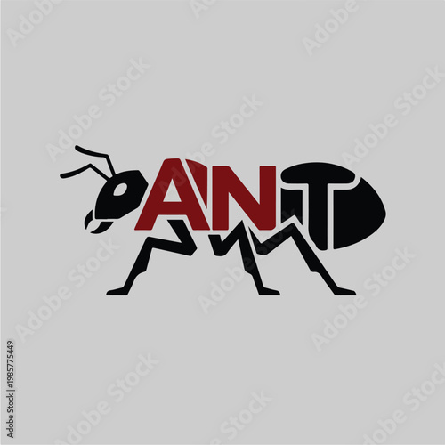 Black Ant Silhouette Logo Design.