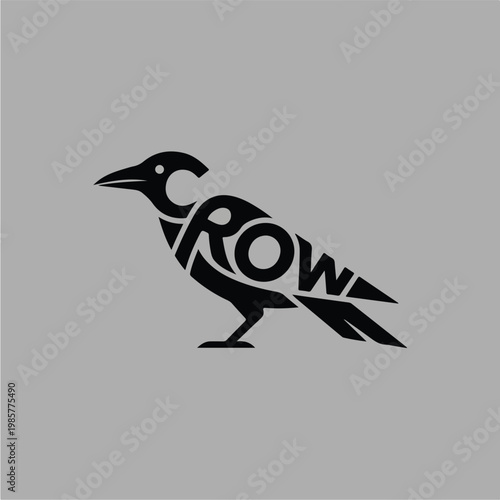 Black Crow Silhouette Bird Design.