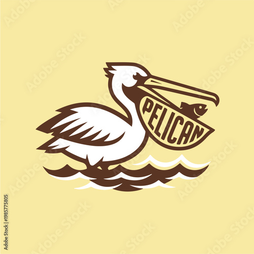 Brown Pelican Bird Logo Design.