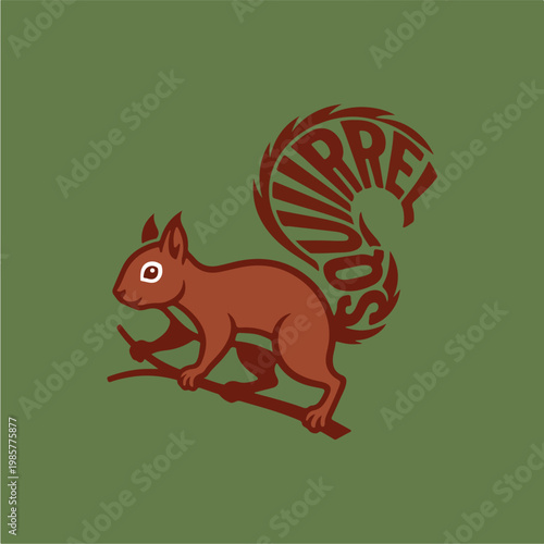 Brown Squirrel on a Branch.