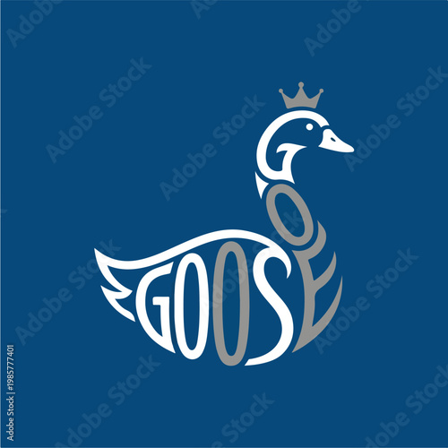Goose Bird Crown Logo Design.