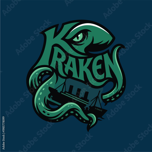 Kraken sea monster logo design.