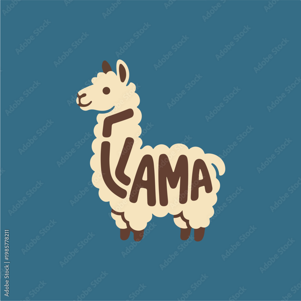 Fototapeta premium Llama Cartoon Animal Illustration.