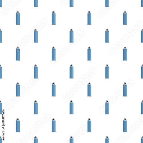 Repeating blue aerosol spray cans on a white tiled background creating a seamless pattern