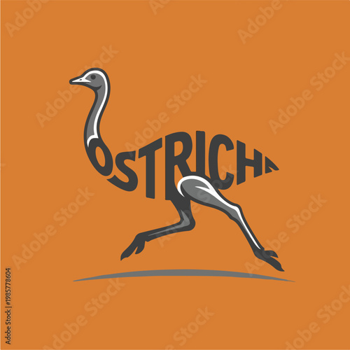 Ostrich Bird Running Fast.