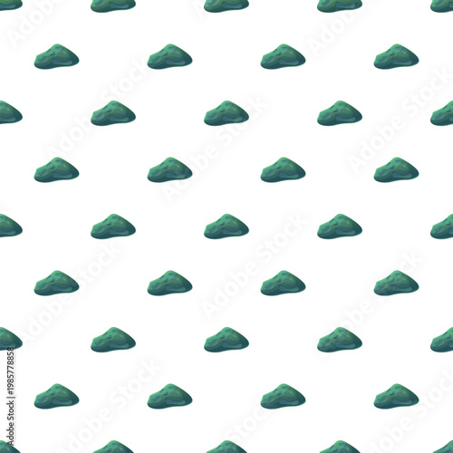 Green mossy rocks creating a repeating pattern on a white background