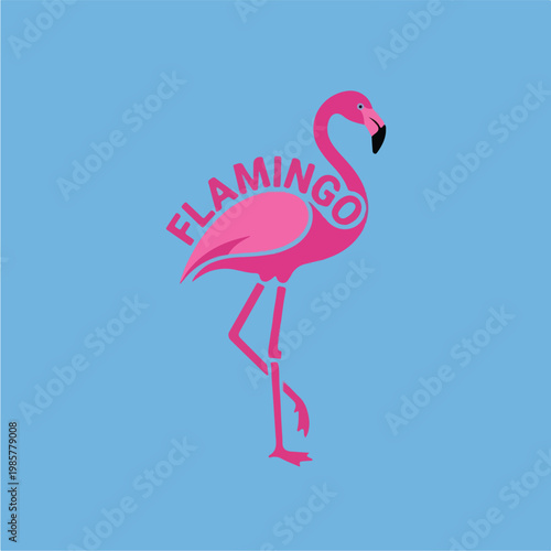 Pink Flamingo Bird Logo Design.