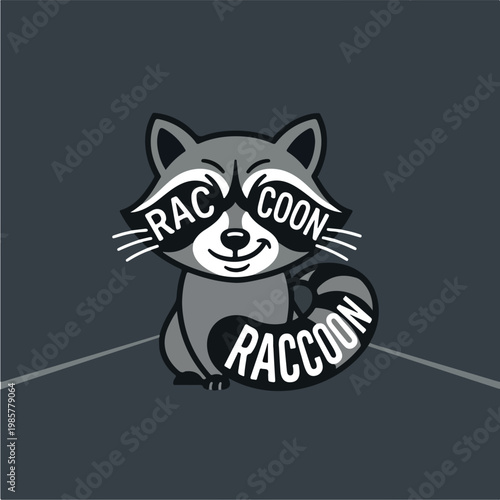 Raccoon Cartoon Character Illustration.