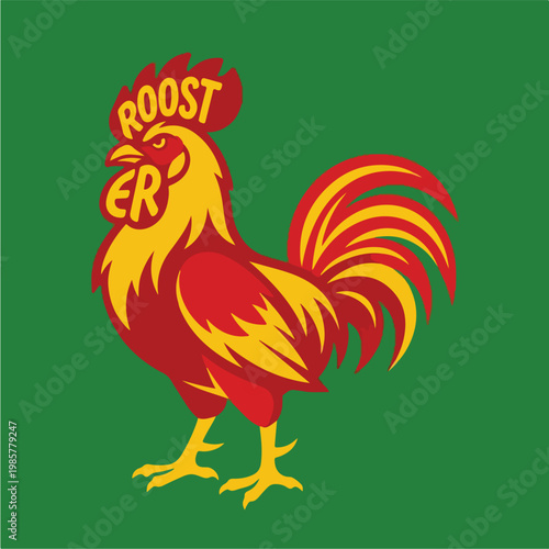 Rooster Bird Animal Illustration.